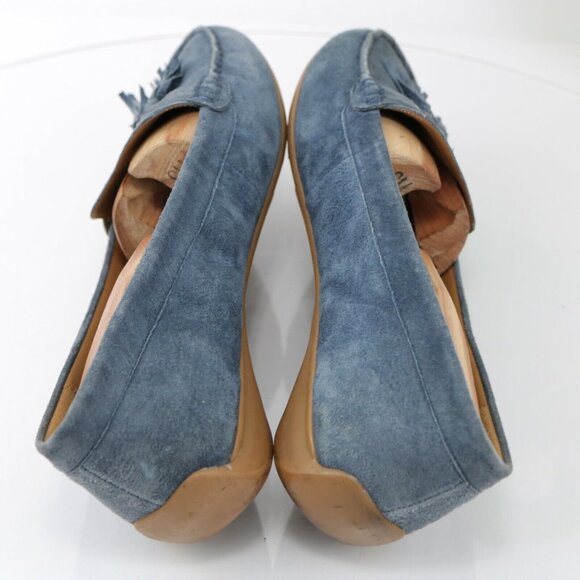 GH Bass Womens Bonnie Flat Size 9.5 Blue Suede Moccasin Moc Toe Tasseled Shoe - Picture 7 of 11